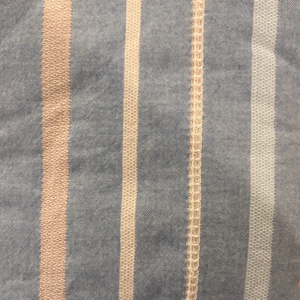 Set of two threshold 100% cotton, waffle Striped Blue and Beige shower curtain